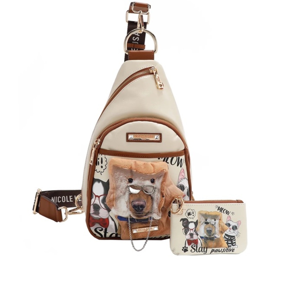 Nicole Lee Cream Big Brother Collection Crossbody and Wallet 2 Piece Set